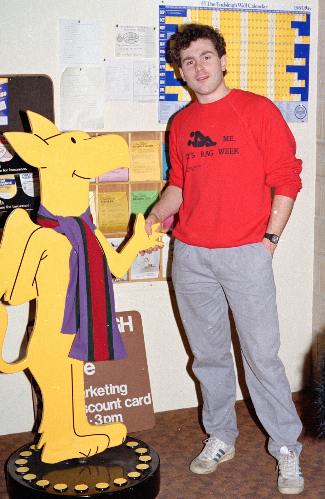 Martin shakes hands with the stolen Griffin from Uni: Music Nights and the RAG Ball, Plymouth, Devon - 18th February 1986