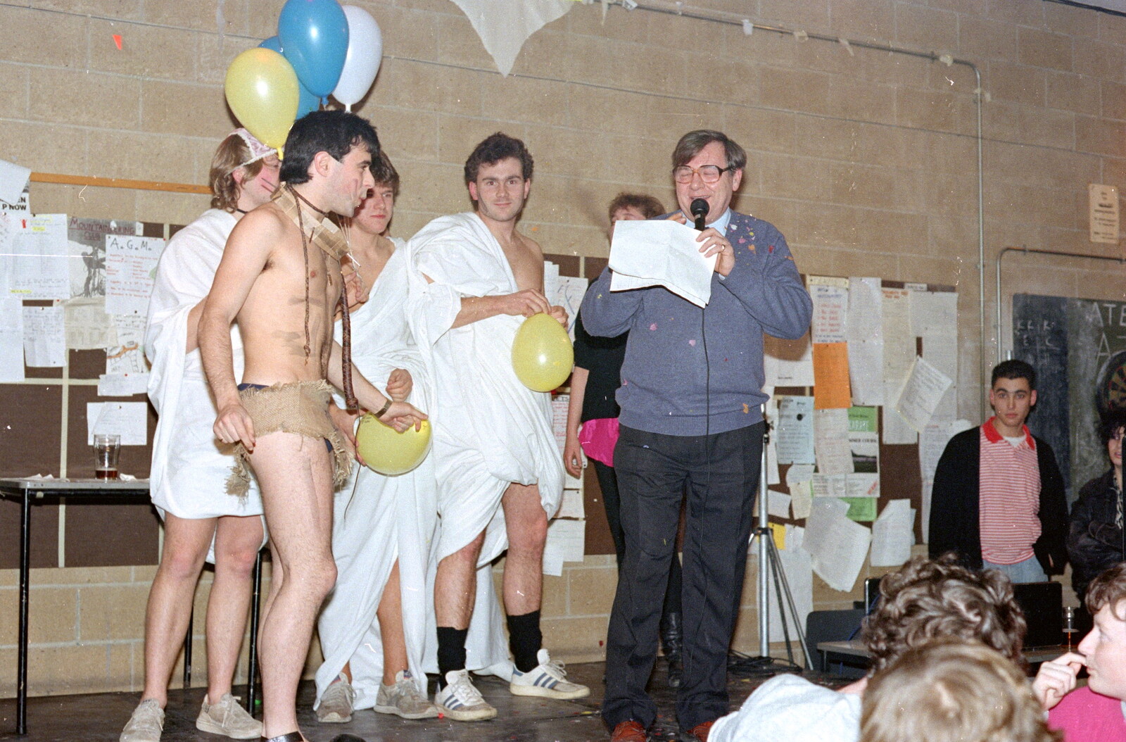 Martin's in a toga now from Uni: The PPSU "Jazz" RAG Review and Charity Auction, Plymouth, Devon - 19th February 1986