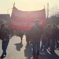 Contra-jour of marching students, Uni: No Chance Fowler! A student Demonstration, London - 26th February 1986