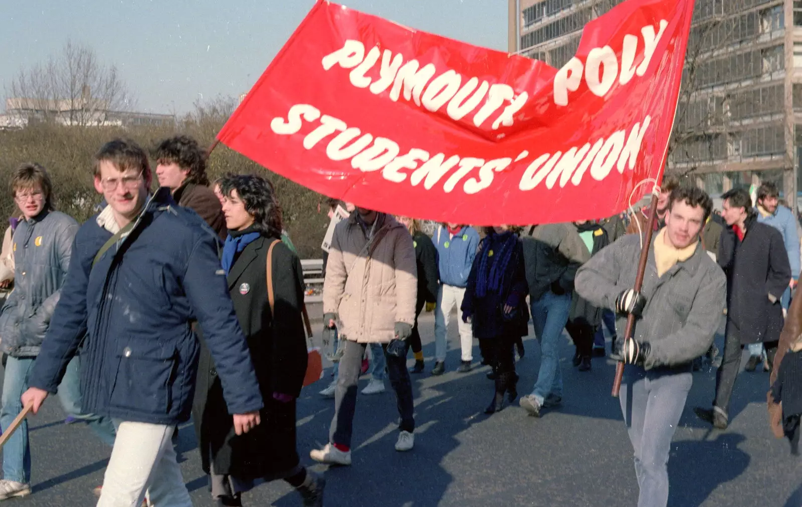 Simon Haddon does his banner-waving duty, from Uni: No Chance Fowler! A student Demonstration, London - 26th February 1986