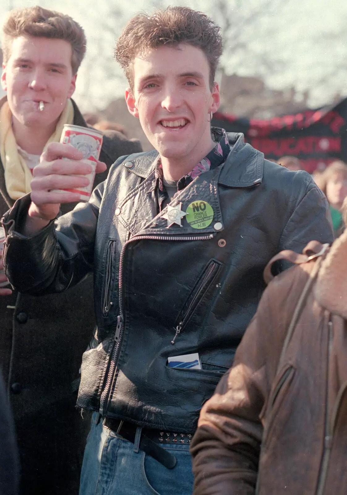 Grant Stuart swigs from a can of Budweiser, from Uni: No Chance Fowler! A student Demonstration, London - 26th February 1986