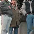 Students on Nelson's Column, with fake (?) police helmets, Uni: No Chance Fowler! A student Demonstration, London - 26th February 1986