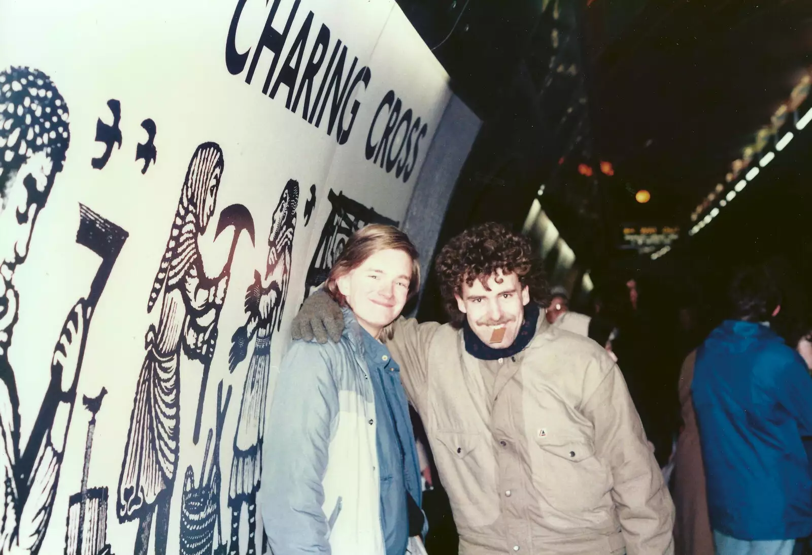 Nosher and Sam at Charing Cross underground, from Uni: No Chance Fowler! A student Demonstration, London - 26th February 1986