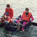 Floating around on a makeshift raft, Uni: Canoe Society RAG Raft Madness, Plymouth Sound - 1st March 1986