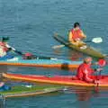 Bright canoes paddle about, Uni: Canoe Society RAG Raft Madness, Plymouth Sound - 1st March 1986