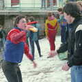 A well-earned swig of whisky, Uni: Canoe Society RAG Raft Madness, Plymouth Sound - 1st March 1986