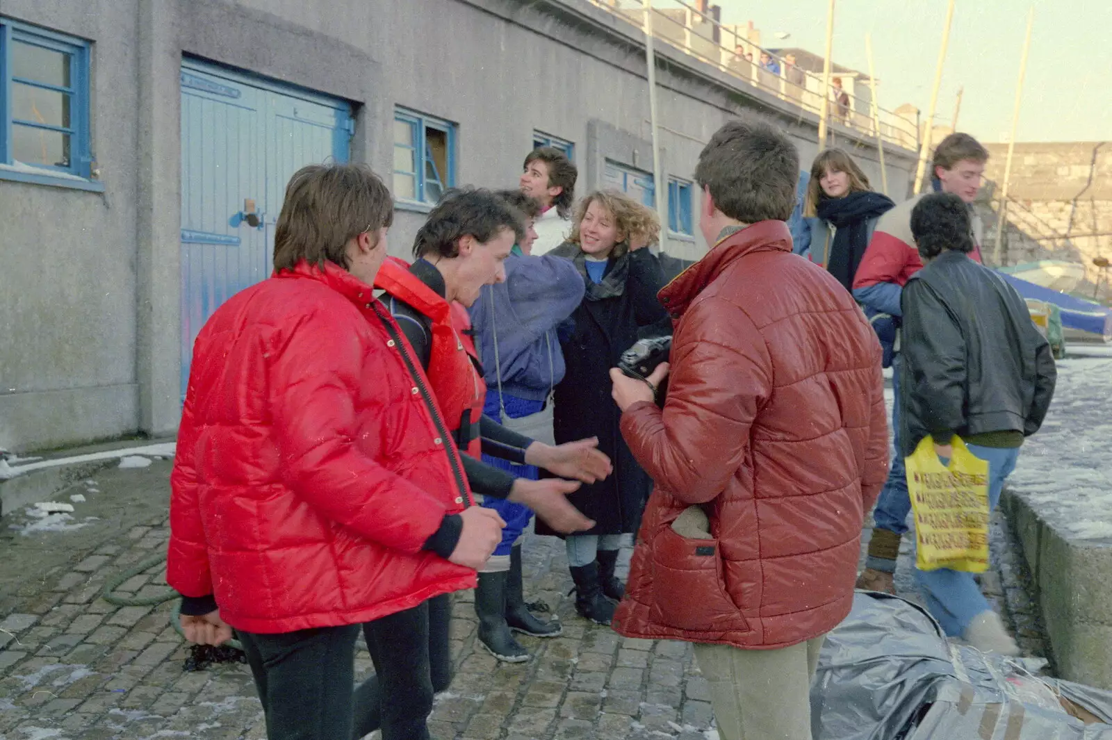 Milling around by the yacht club, from Uni: Canoe Society RAG Raft Madness, Plymouth Sound - 1st March 1986