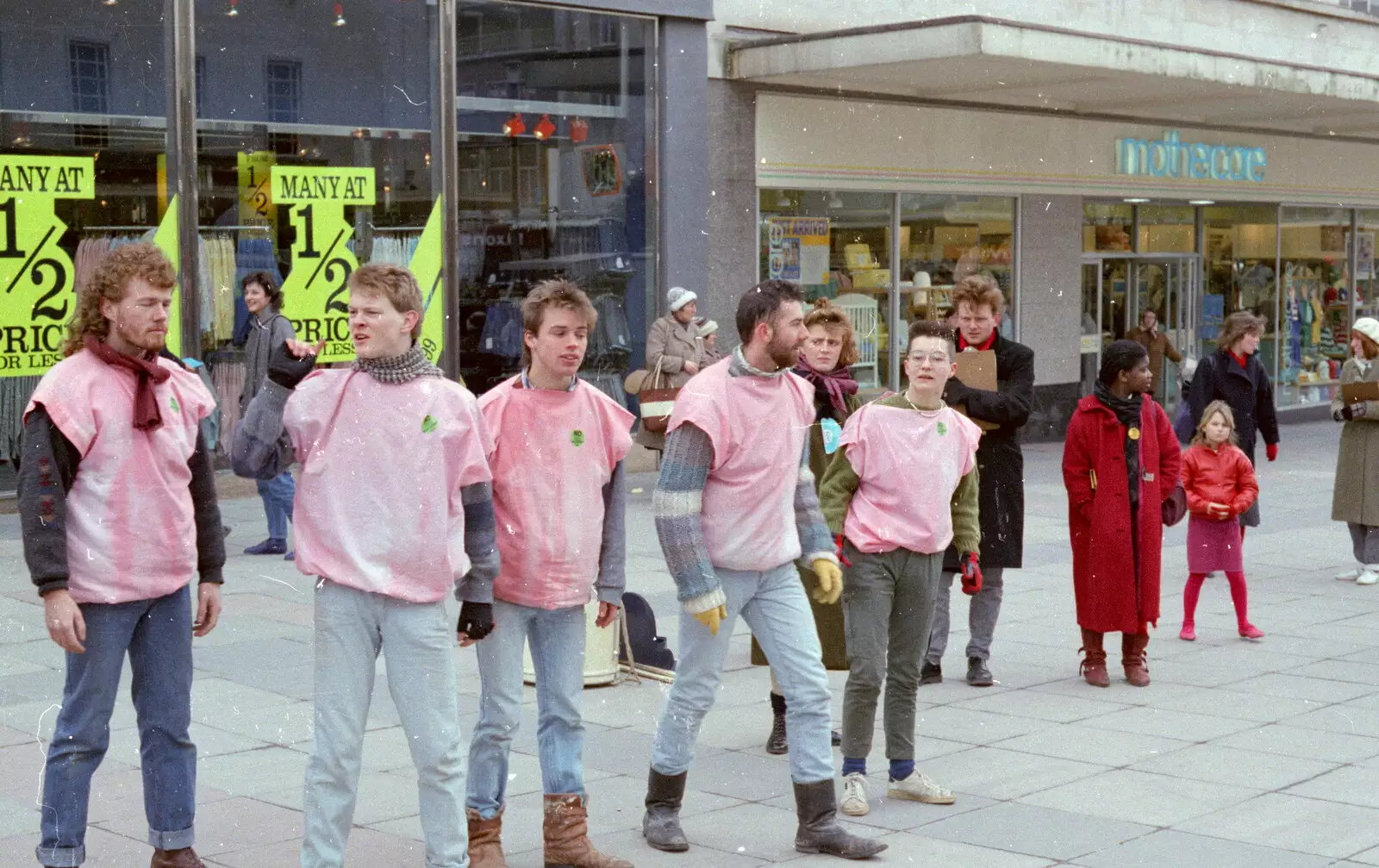 A human pyramid is about to form, from Uni: A Van Gogh Grant Cuts Protest, Plymouth, Devon - 1st March 1986