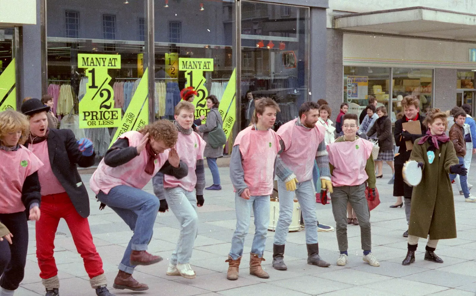 Human pyramid action, from Uni: A Van Gogh Grant Cuts Protest, Plymouth, Devon - 1st March 1986