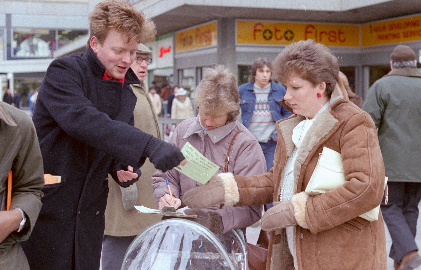 Leaflets are handed out from Uni: A Van Gogh Grant Cuts Protest, Plymouth, Devon - 1st March 1986
