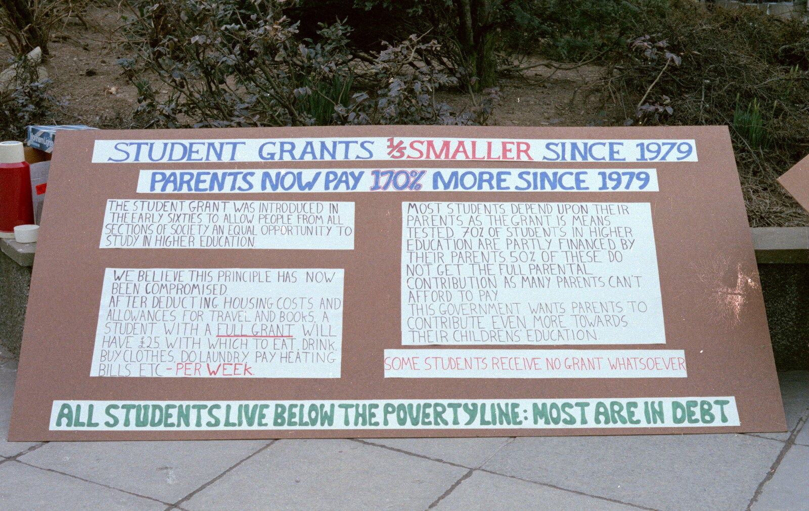 Nosher's signwriting effort from Uni: A Van Gogh Grant Cuts Protest, Plymouth, Devon - 1st March 1986