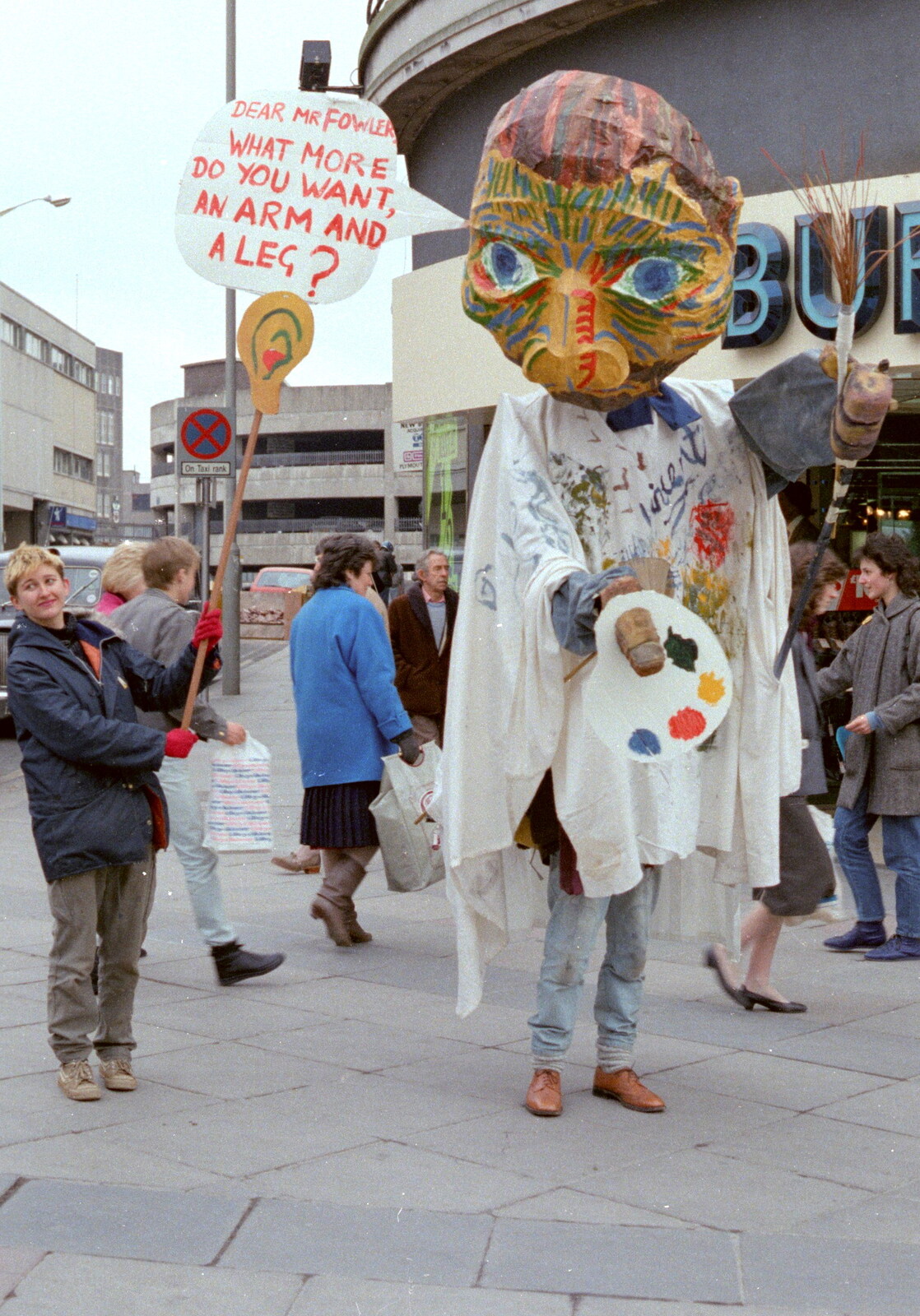 Vincent potters around with his palette from Uni: A Van Gogh Grant Cuts Protest, Plymouth, Devon - 1st March 1986