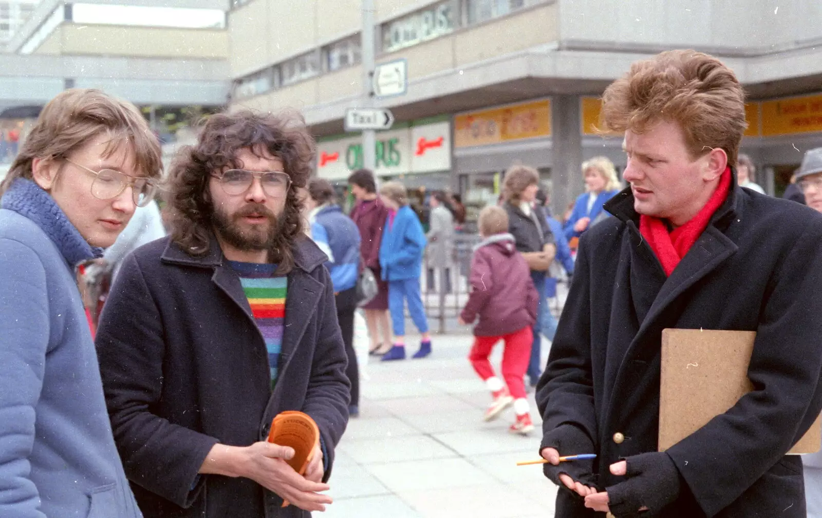 Mal Edgson's rainbow jumper, from Uni: A Van Gogh Grant Cuts Protest, Plymouth, Devon - 1st March 1986