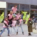 The human pyramid, Uni: A Van Gogh Grant Cuts Protest, Plymouth, Devon - 1st March 1986