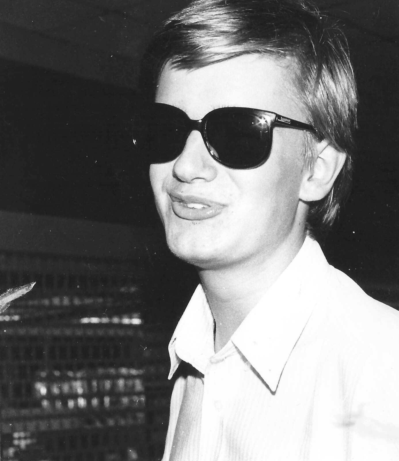 Nosher with some crazy shades from Uni: The First Year in Black and White, Plymouth Polytechnic, Devon - 8th April 1986