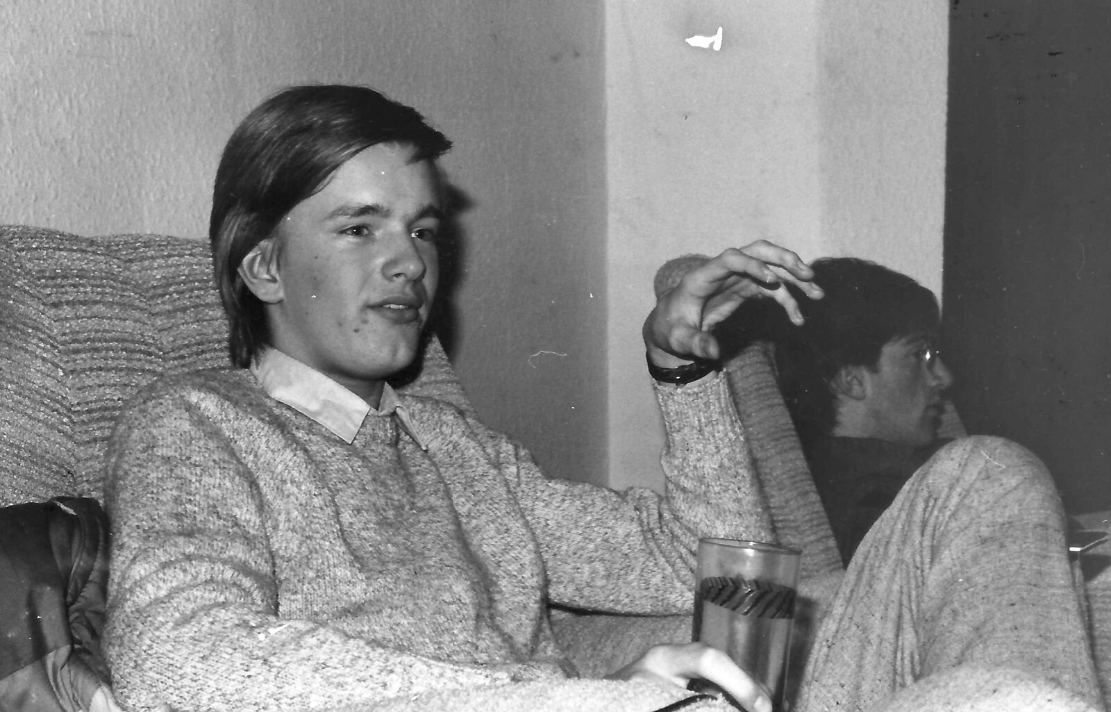 Nosher, with James in the background from Uni: The First Year in Black and White, Plymouth Polytechnic, Devon - 8th April 1986