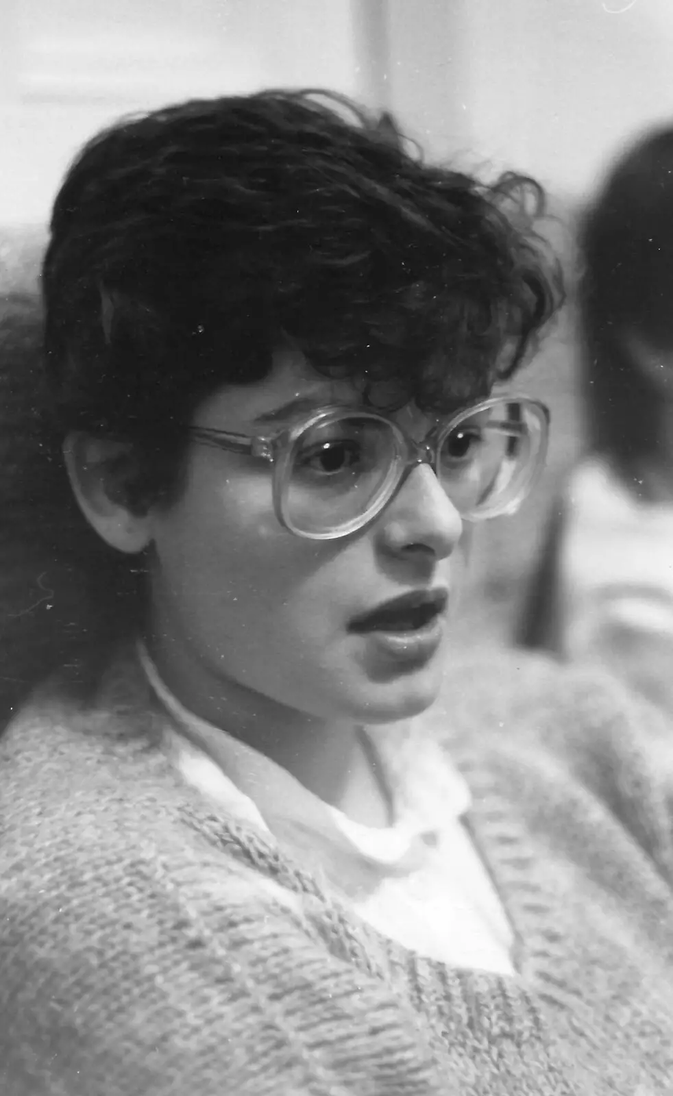 Barbara looks surprised, from Uni: The First Year in Black and White, Plymouth Polytechnic, Devon - 8th April 1986