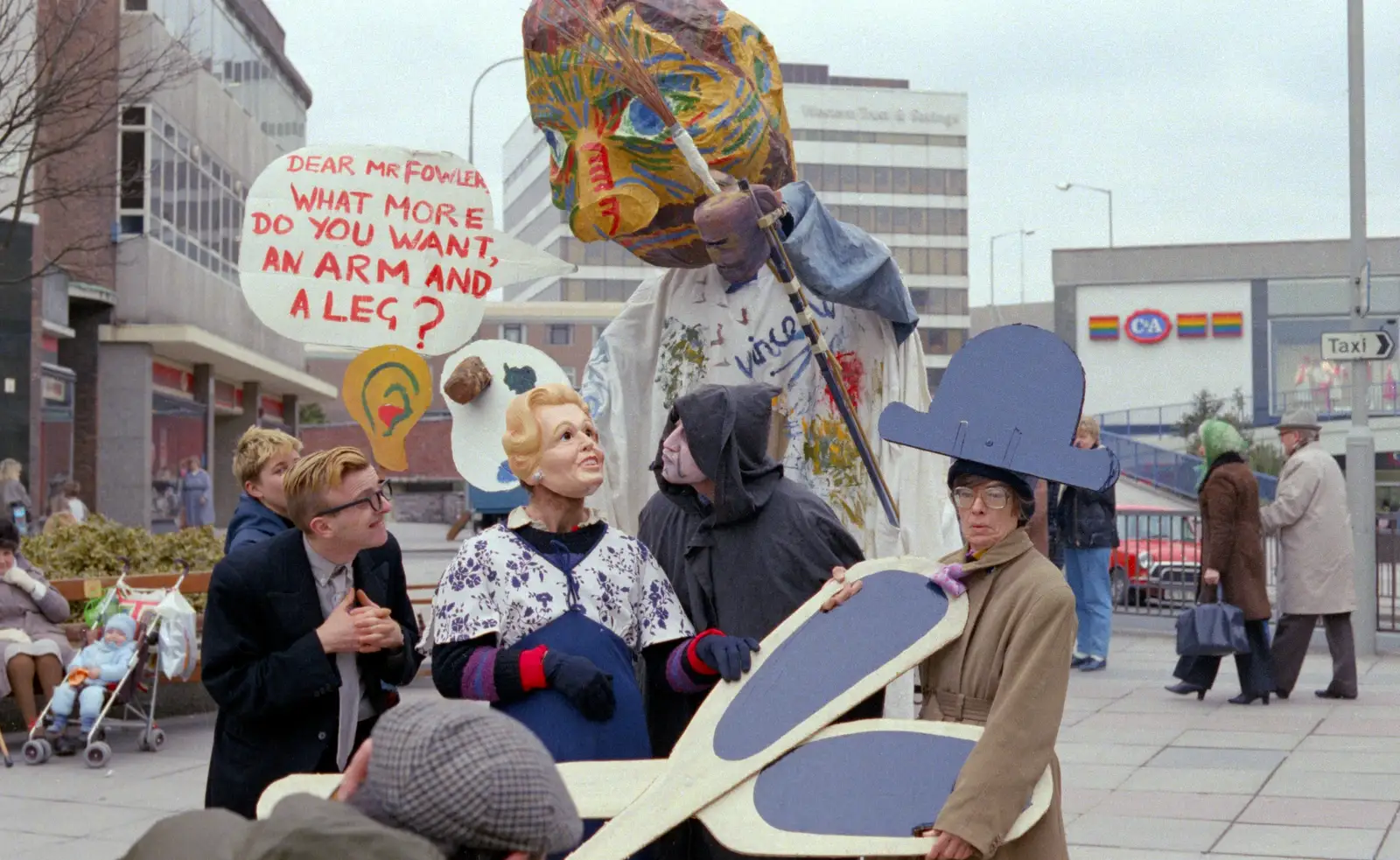 Maggie Thatcher joins in, from Uni: A Van Gogh Grant Cuts Protest, Plymouth, Devon - 8th March 1986