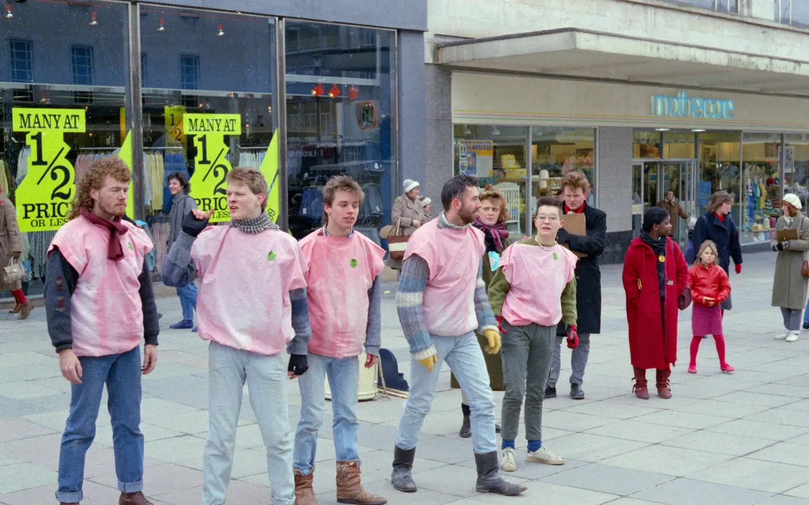 A human pyramid is about to form, from Uni: A Van Gogh Grant Cuts Protest, Plymouth, Devon - 8th March 1986