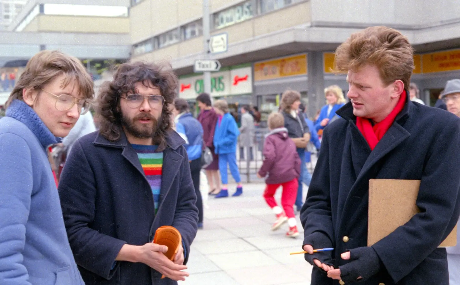 Mal Edgson's rainbow jumper, from Uni: A Van Gogh Grant Cuts Protest, Plymouth, Devon - 8th March 1986