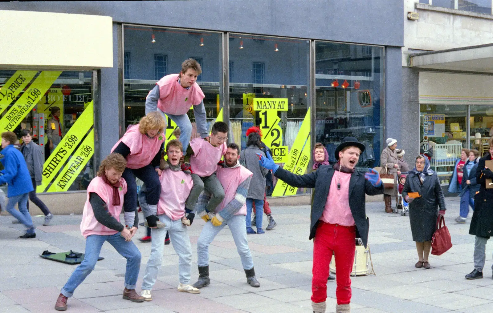 Ta-da! The human pyramid is ready, from Uni: A Van Gogh Grant Cuts Protest, Plymouth, Devon - 8th March 1986