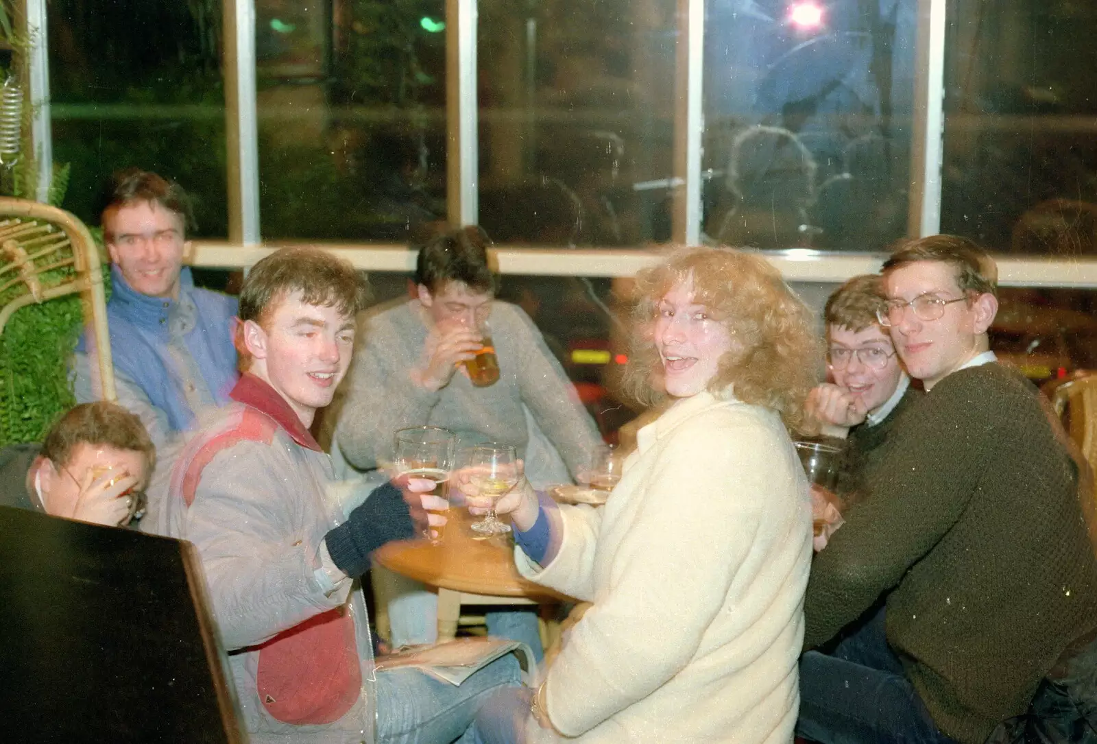 The gang in the Bank, from Uni: A Night In The Bank and Fly Magazine, Plymouth Polytechnic, Devon - March 10th 1986