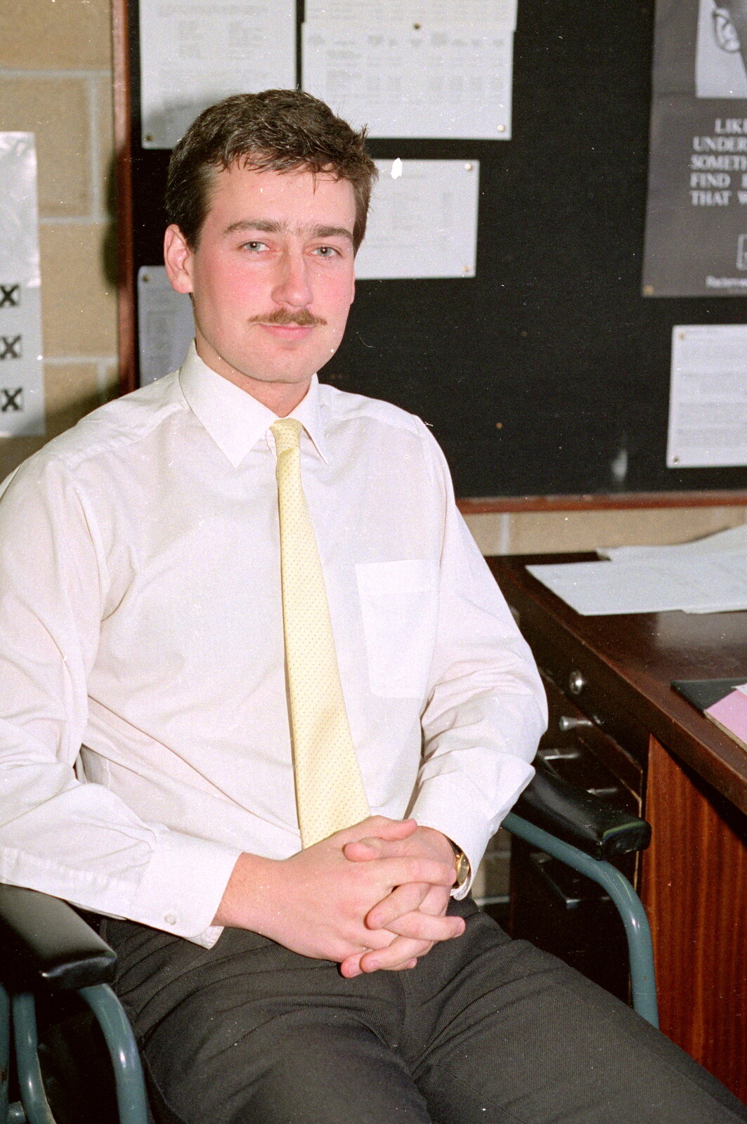 Mark Wilkins, I&CO, looks smart for some reason from Uni: PPSU Office Staff and a Night in the Students' Union Bar, Plymouth - 15th March 1986