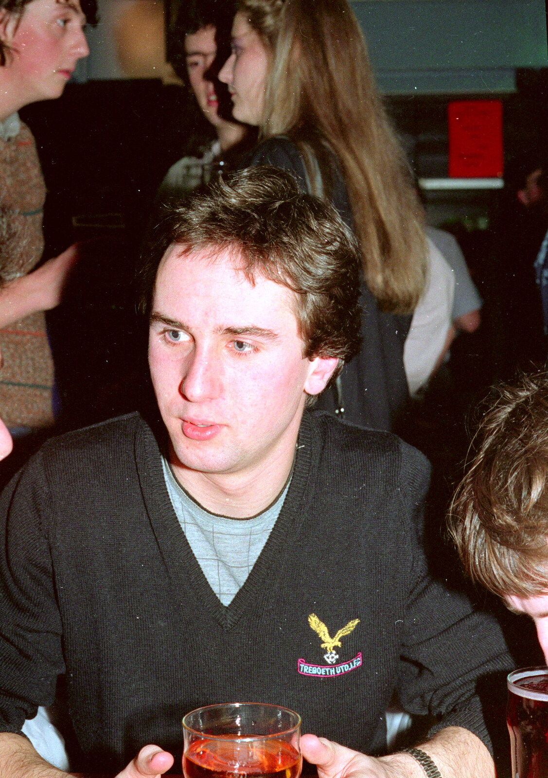 Riki, with his Treboeth FC top from Uni: PPSU Office Staff and a Night in the Students' Union Bar, Plymouth - 15th March 1986