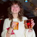 Sue Bayliss with a couple of halves, Uni: PPSU Office Staff and a Night in the Students' Union Bar, Plymouth - 15th March 1986