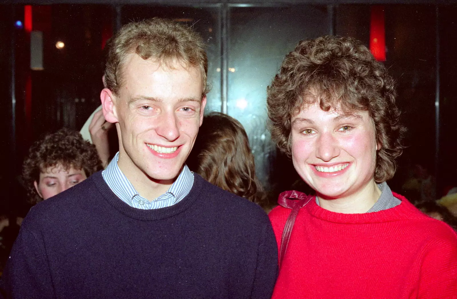 Angela and her boyfriend, from Uni: PPSU Office Staff and a Night in the Students' Union Bar, Plymouth - 15th March 1986