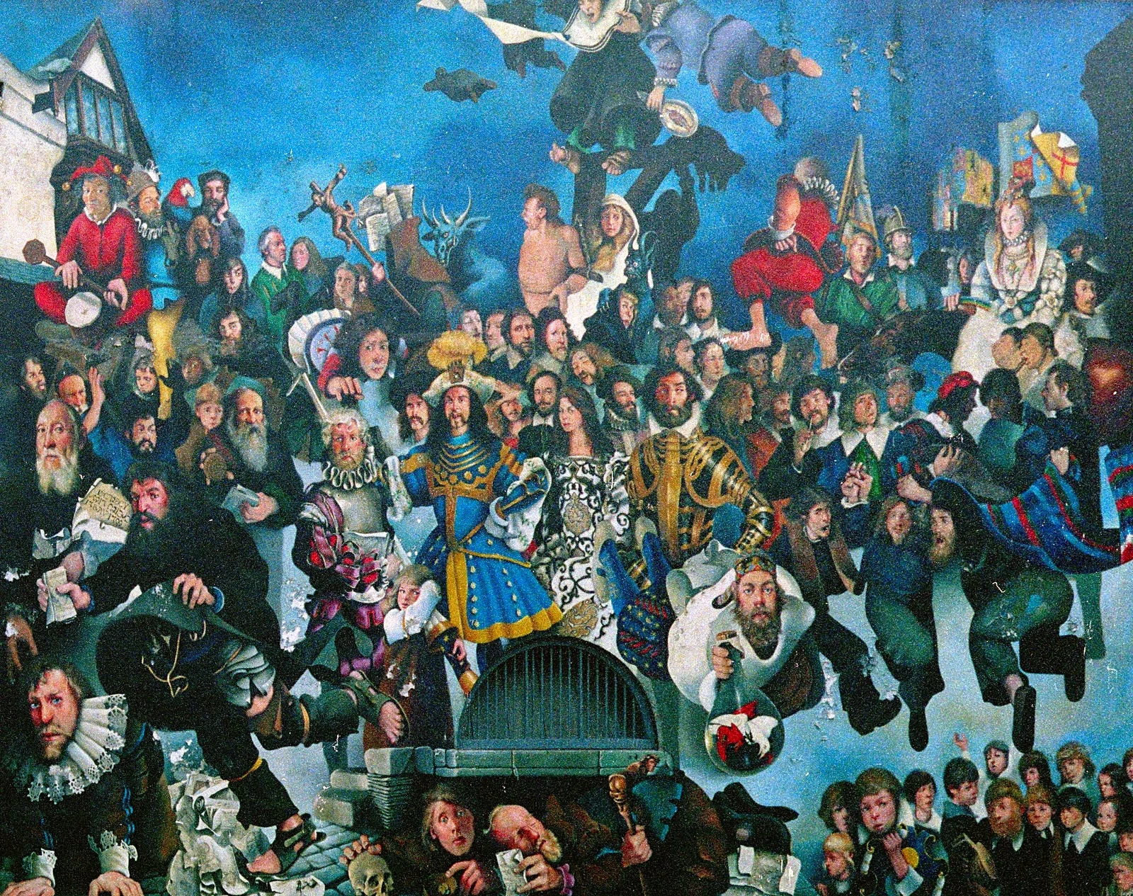 A detail from Lenkiewicz's other mural on the Barbican, from Uni: The End of Term and Whitsand Bay, Plymouth and New Milton - 21st March 1986