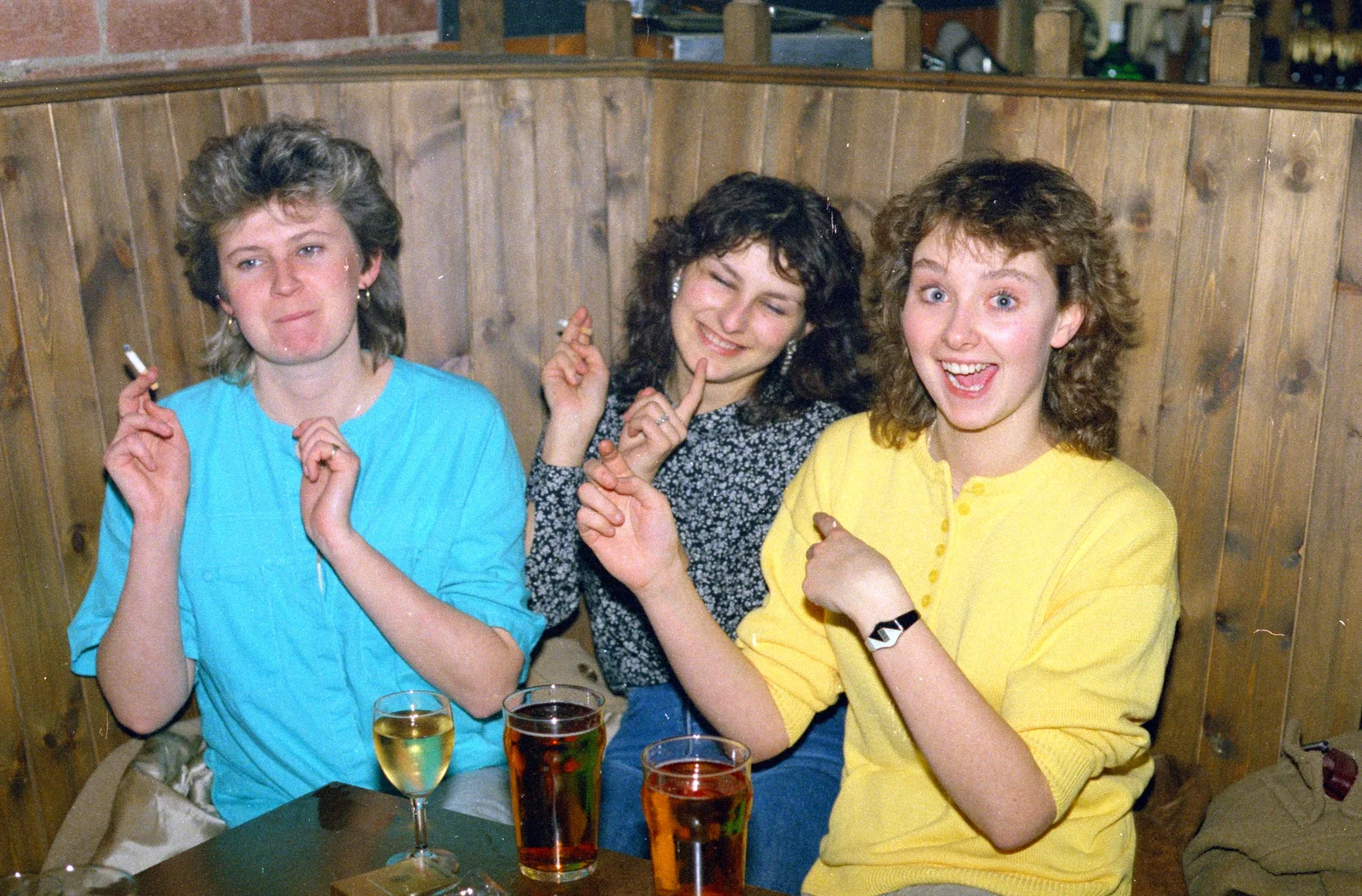 Ally Fleming and chums in the James Street Vaults, from Uni: The End of Term and Whitsand Bay, Plymouth and New Milton - 21st March 1986