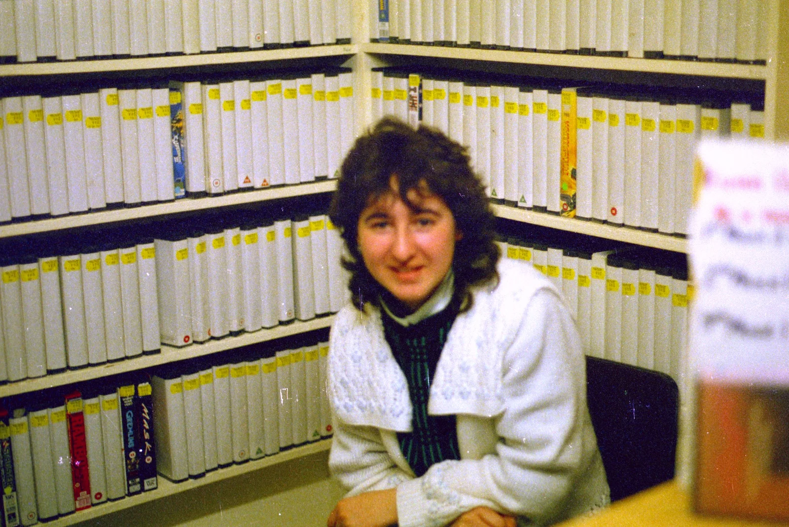 An old school friend in a New Milton video shop, from Uni: The End of Term and Whitsand Bay, Plymouth and New Milton - 21st March 1986