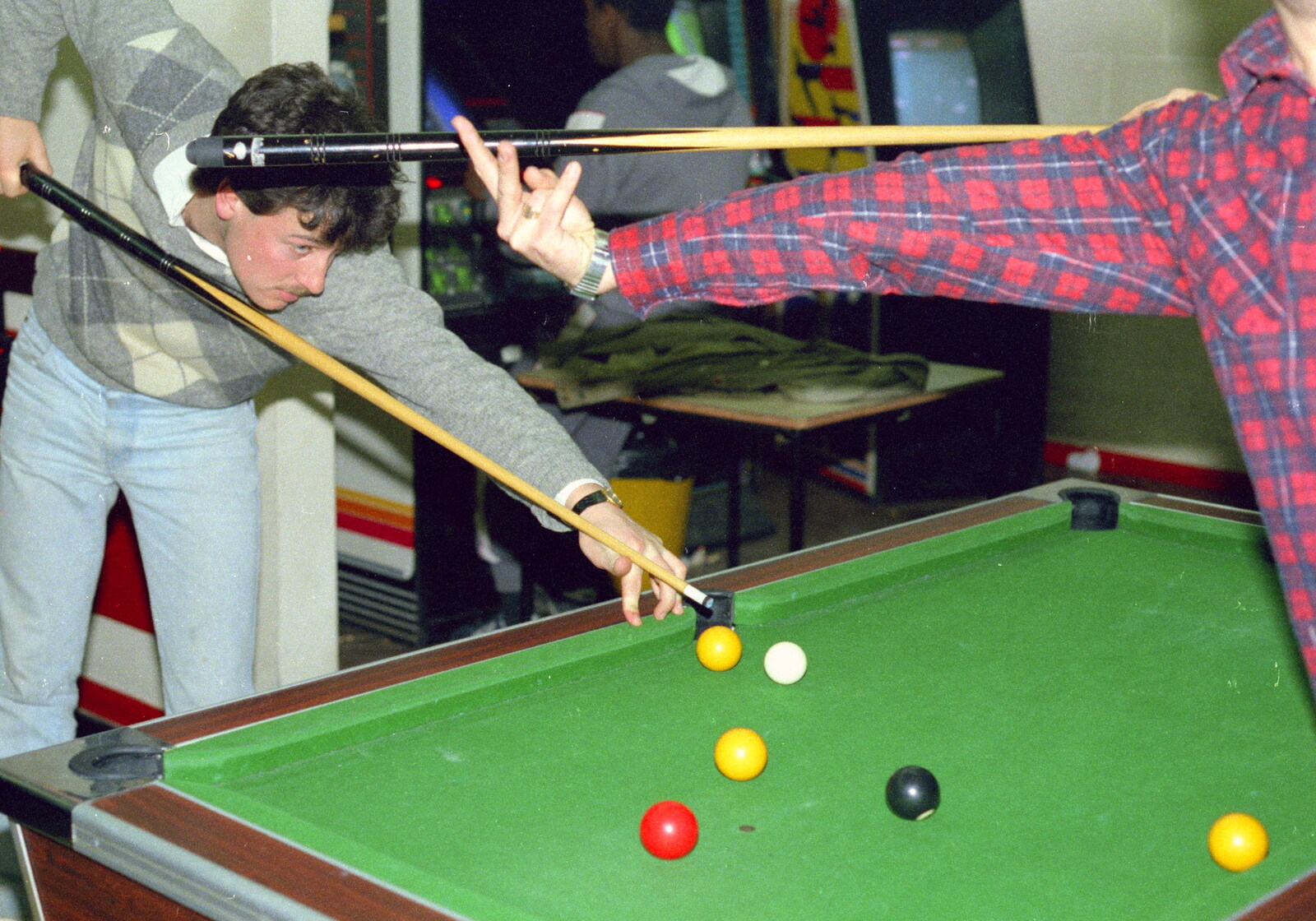 Mark Wilkins plays a bit of pool in the SU from Uni: The End of Term and Whitsand Bay, Plymouth and New Milton - 21st March 1986
