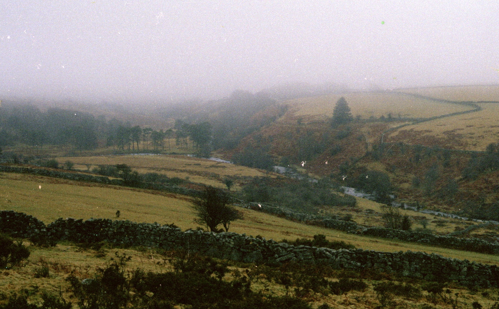 A misty Dartmoor scene, as Hamish drives us back to New Milton from Uni: The End of Term and Whitsand Bay, Plymouth and New Milton - 21st March 1986