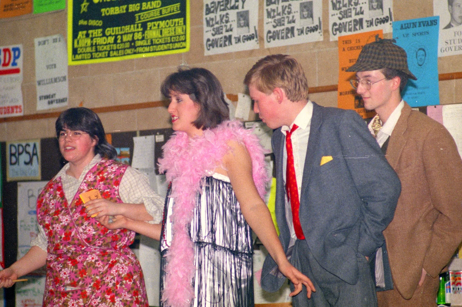 The BABS amateur dramatic players on stage, from Uni: The End of Term and Whitsand Bay, Plymouth and New Milton - 21st March 1986