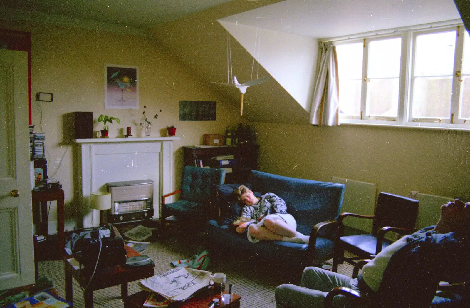 Anna has a doze on the sofa, from A Trip to Trinity College, Cambridge - 23rd March 1986