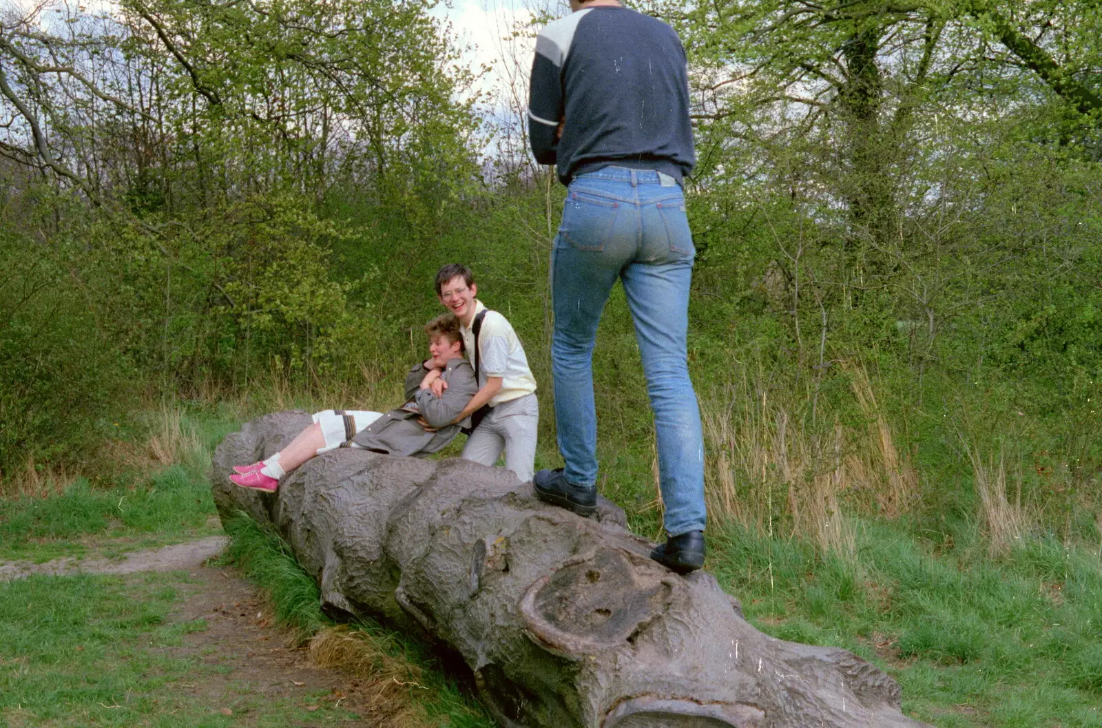 Log walking, from A Trip to Trinity College, Cambridge - 23rd March 1986