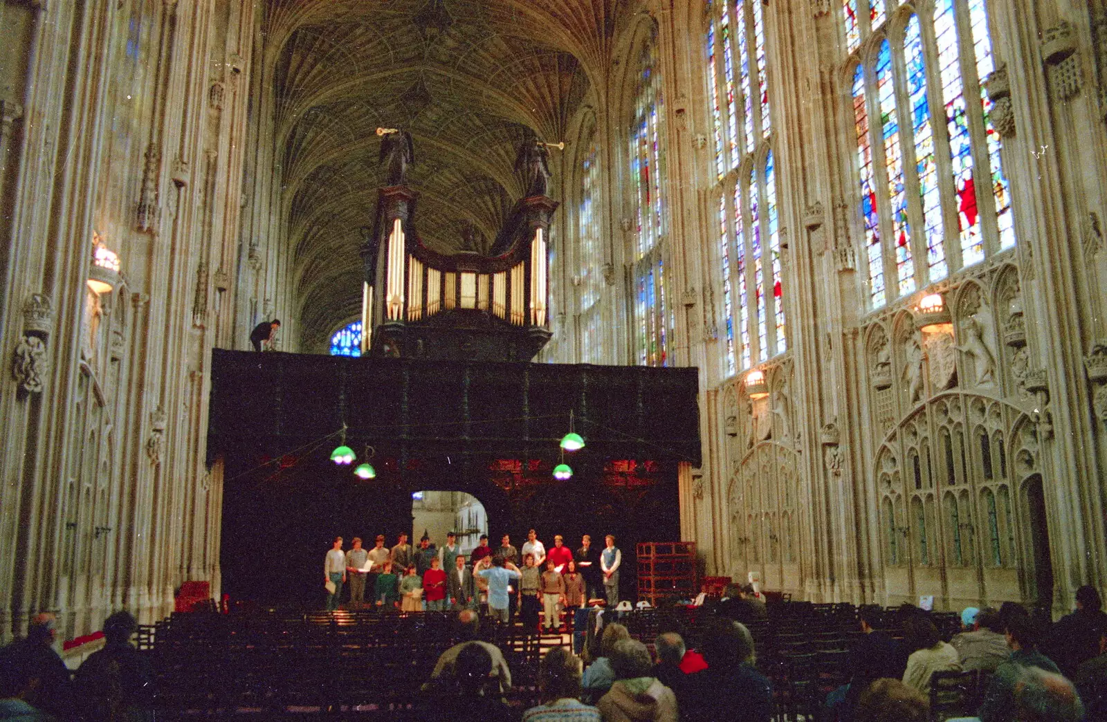 A choir practices in King's Chapel, from A Trip to Trinity College, Cambridge - 23rd March 1986