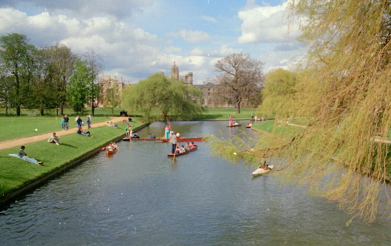 Punting on the Backs, near St. John's , from A Trip to Trinity College, Cambridge - 23rd March 1986