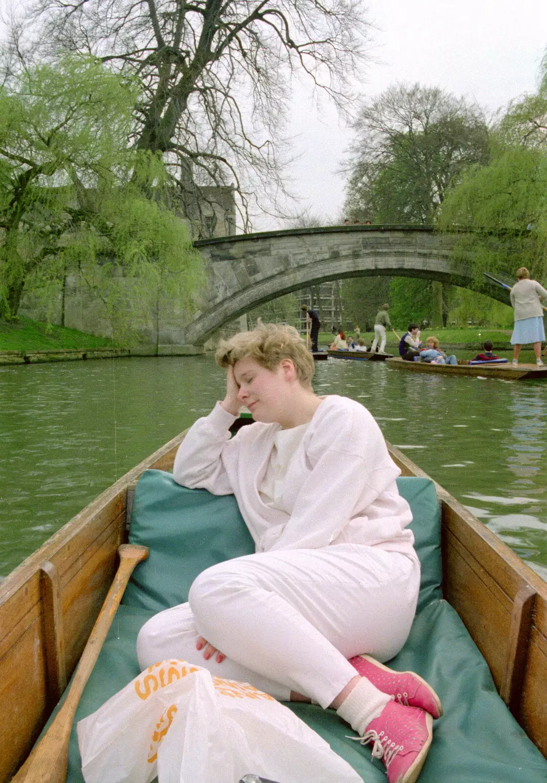 Anna has a doze, from A Trip to Trinity College, Cambridge - 23rd March 1986