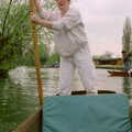Anna pushes on the punt pole, A Trip to Trinity College, Cambridge - 23rd March 1986