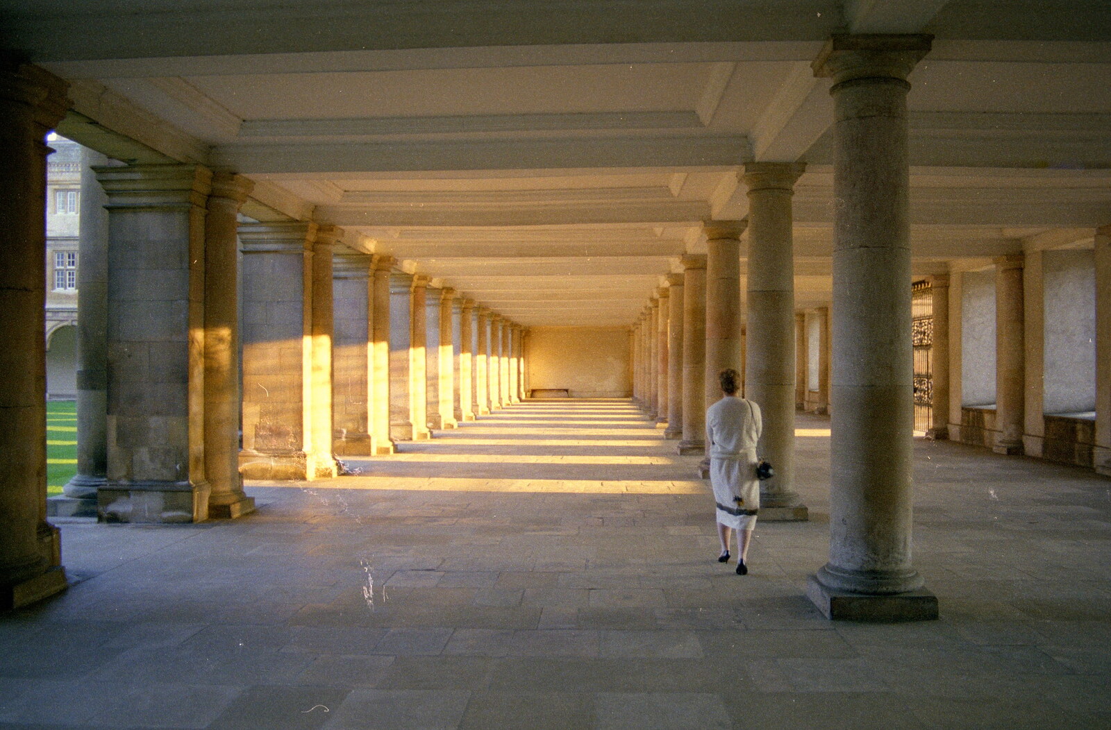 Anna roams the columned cloisters from A Trip to Trinity College, Cambridge - 23rd March 1986