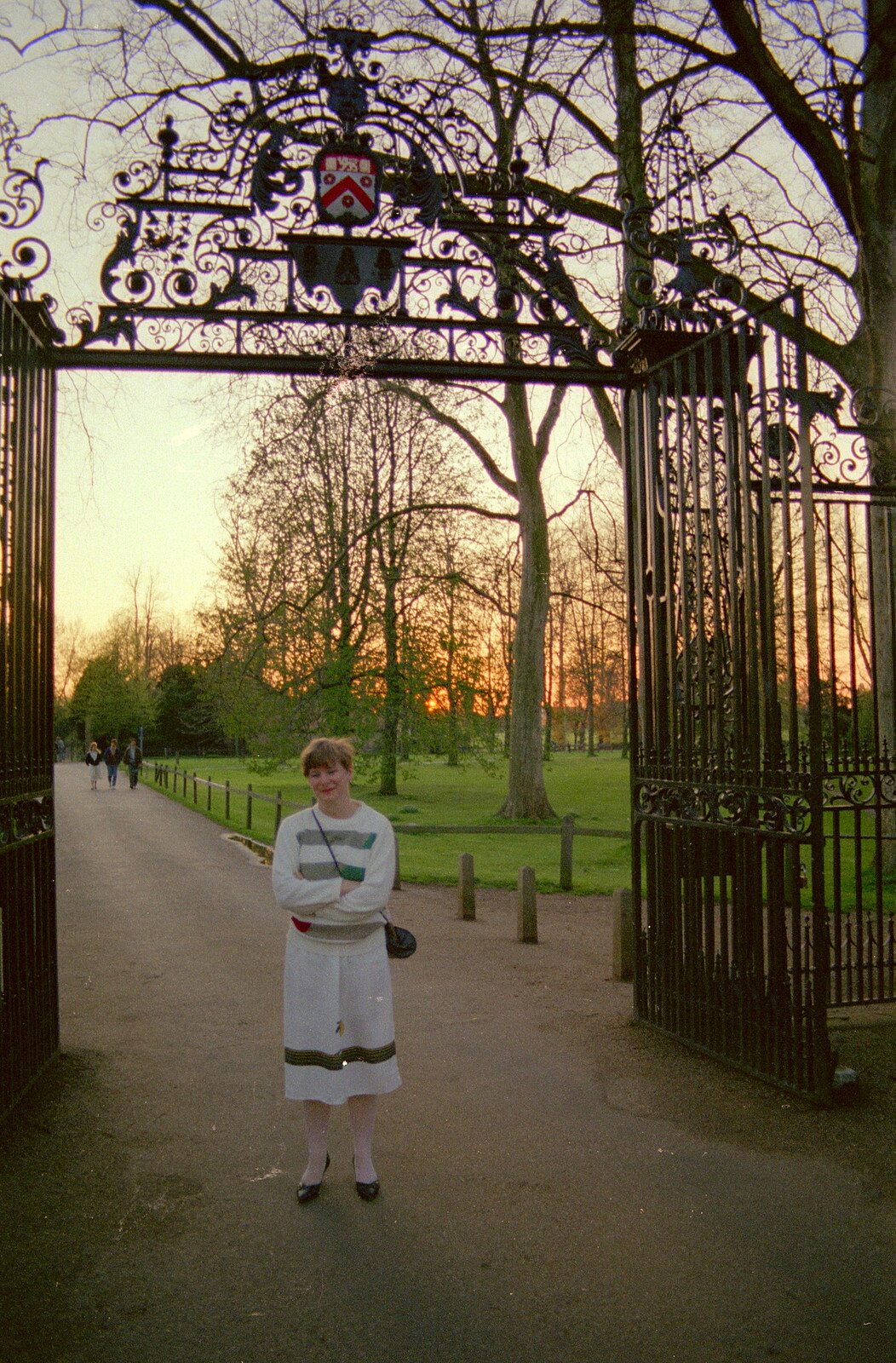 Anna stands by the back gate from A Trip to Trinity College, Cambridge - 23rd March 1986