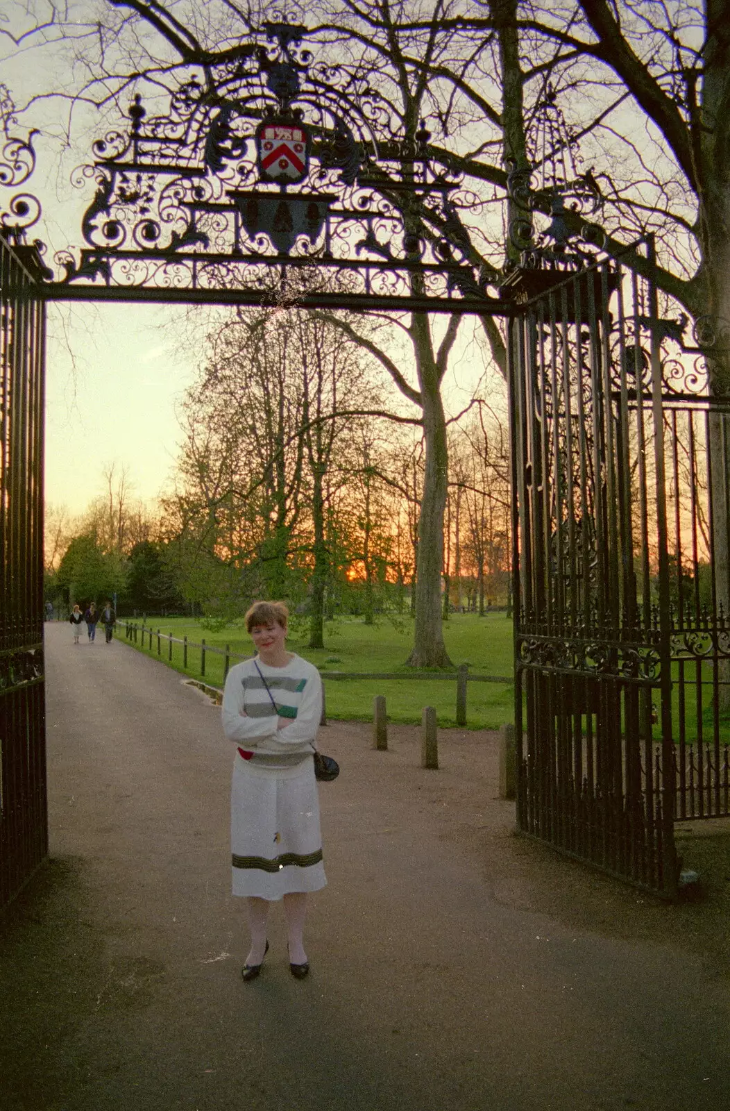 Anna stands by the back gate, from A Trip to Trinity College, Cambridge - 23rd March 1986