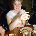 Anna raises a glass, A Trip to Trinity College, Cambridge - 23rd March 1986