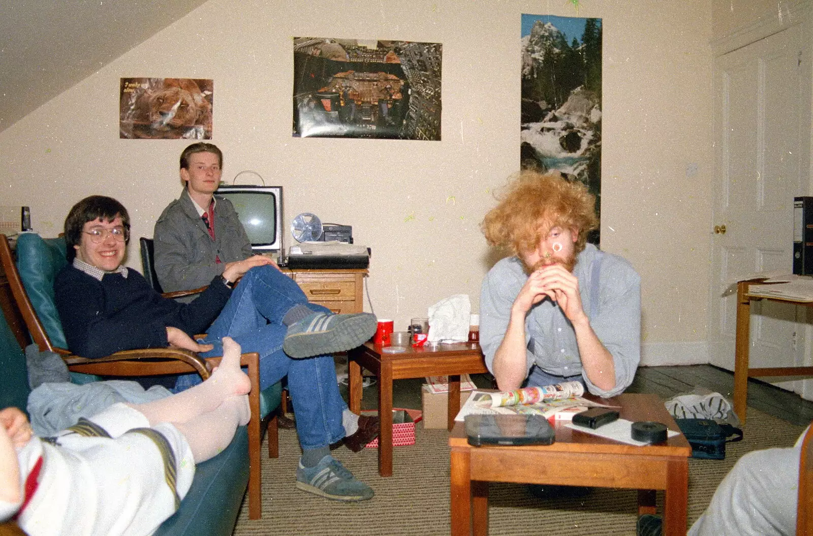 We prepare for a slide show, from A Trip to Trinity College, Cambridge - 23rd March 1986