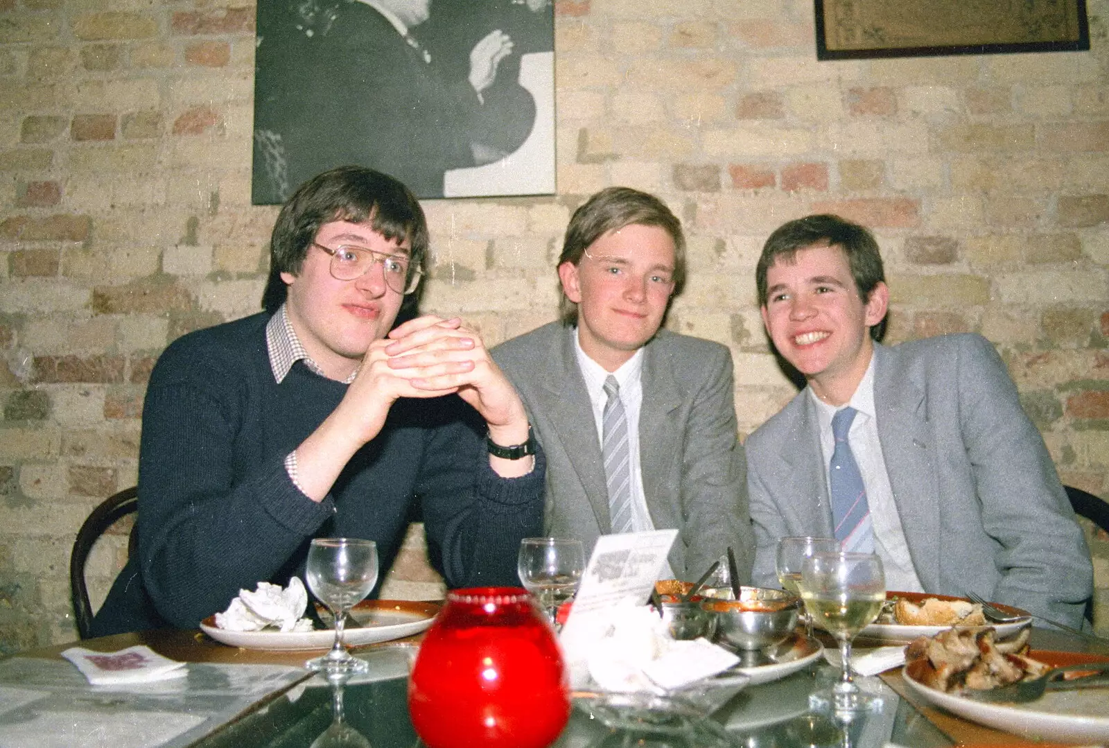 Duncan, Nosher and Phil, from A Trip to Trinity College, Cambridge - 23rd March 1986