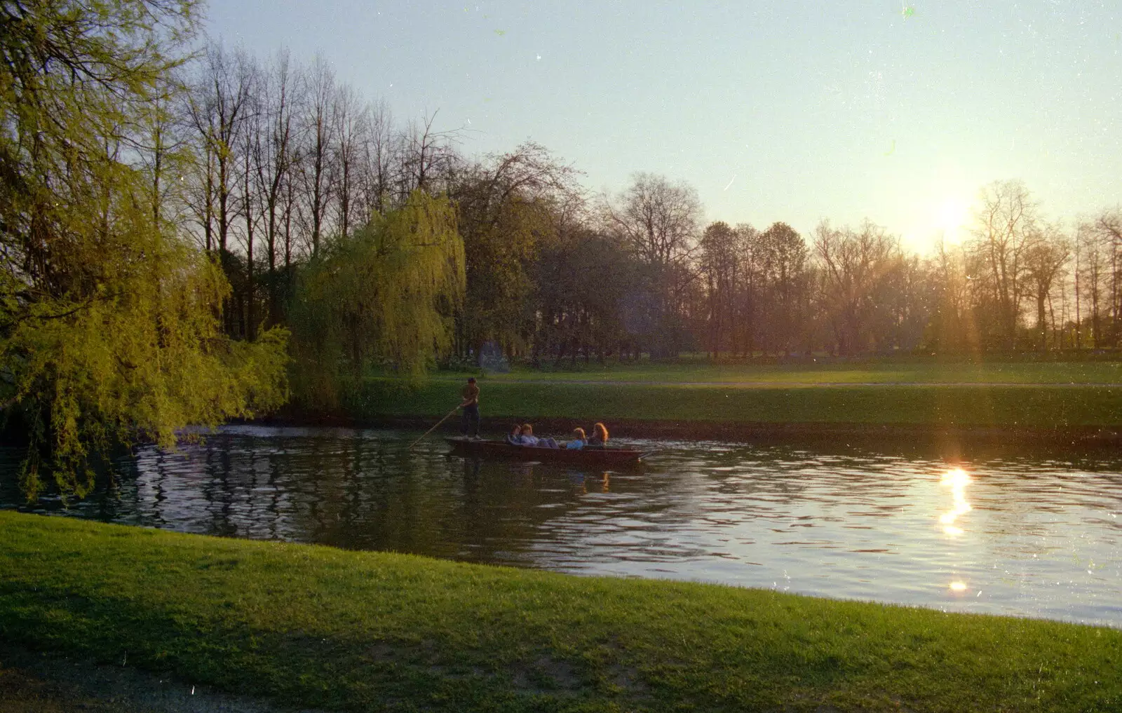 Punting in the setting sun, from A Trip to Trinity College, Cambridge - 23rd March 1986