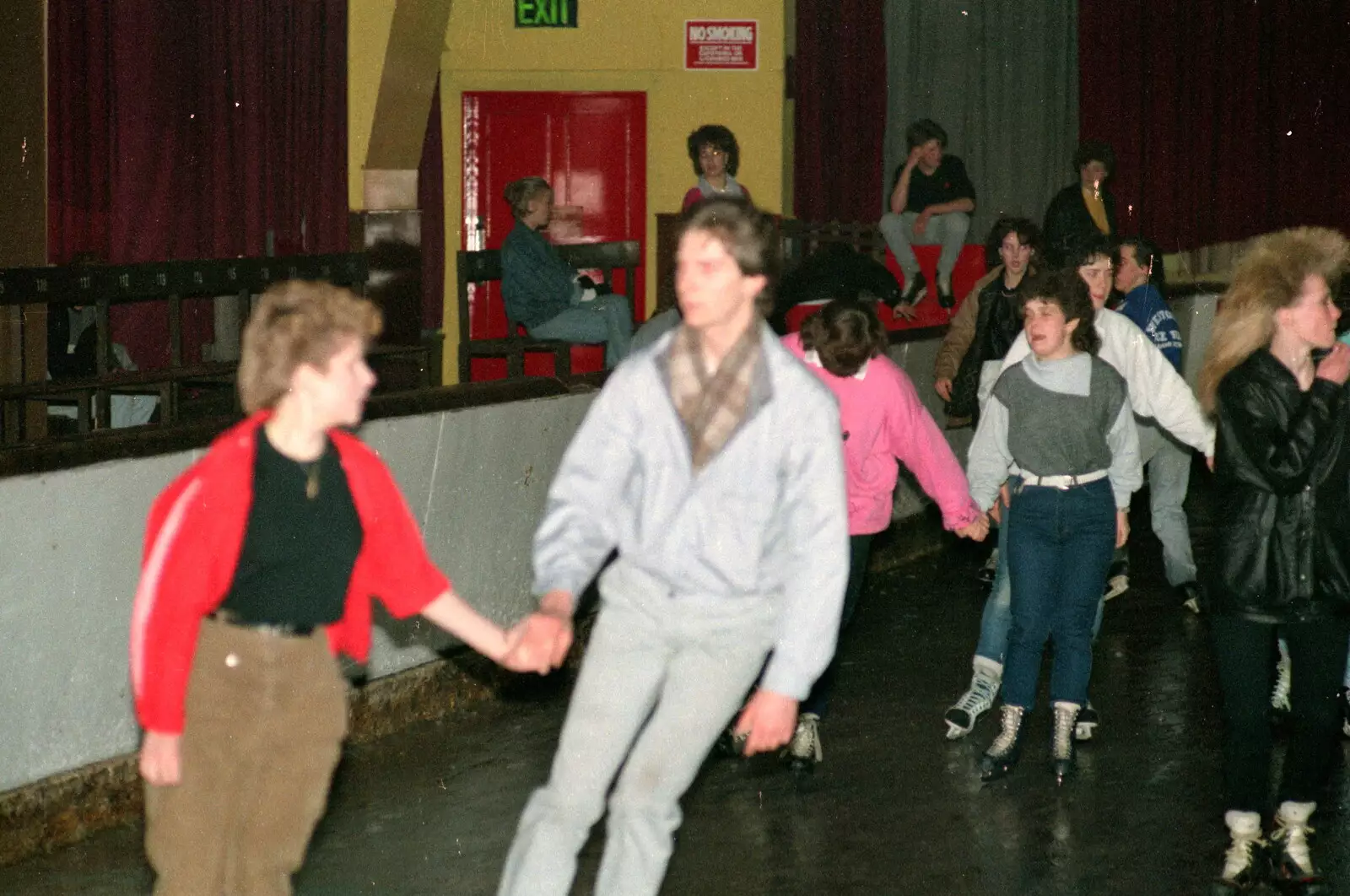 A blurry Sean skates around the rink, from A CB Reunion and a Trip to the Beach, Barton on Sea, Hampshire - 4th April 1986